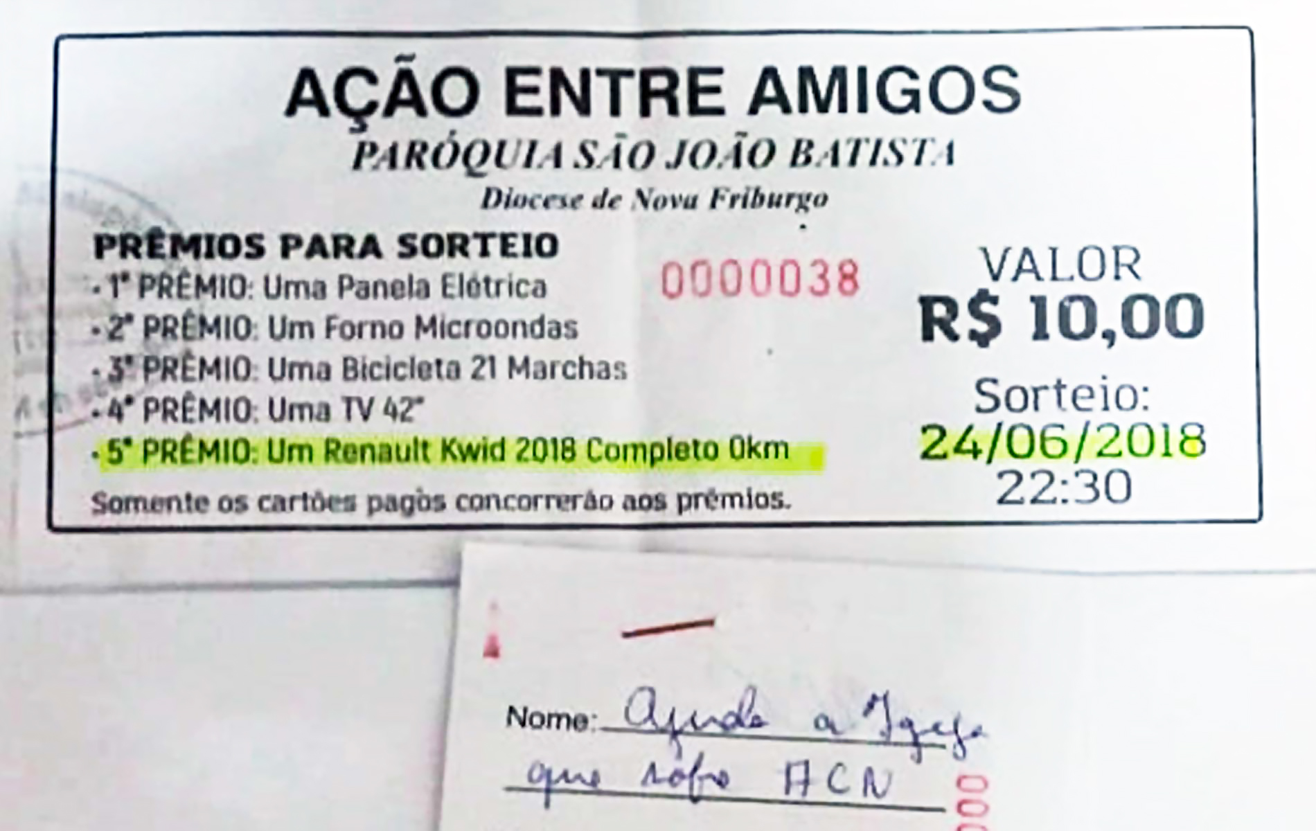 Rifa da paróquia São João Batista, em Macaé (RJ)