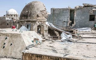 Telhados da catedral católica armênia no distrito do al-Telal em Aleppo